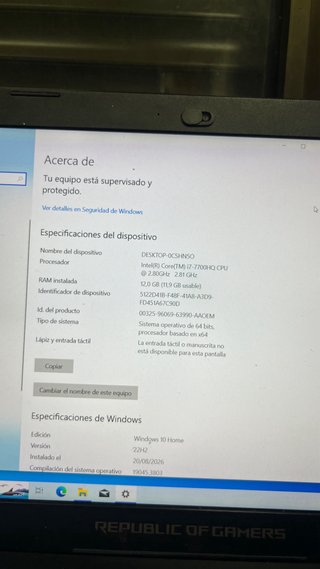 ASUS ROG Strix GL553VD i7 GTX 1050 4GB 12GB