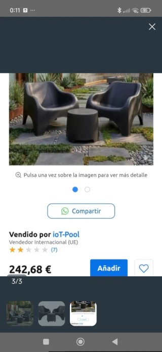 Conjunto jardín: 2 sillones y mesita