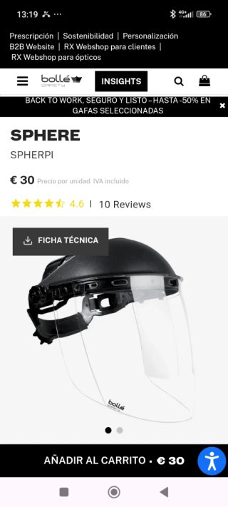 Pantalla de policarbonato Bollé Sphere