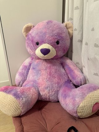 Oso de peluche grande morado y rosa