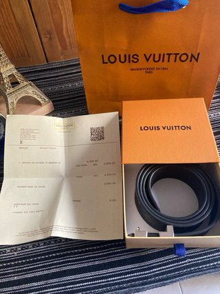Cinturón Louis Vuitton hebilla plateada 120cm