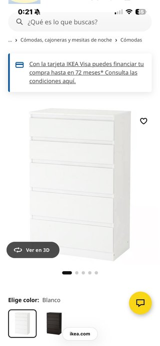 Cómoda blanca IKEA 6 cajones