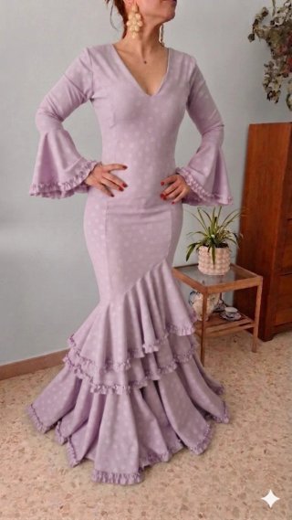 Traje de Flamenca Morado pastel TODAS LAS TALLAS