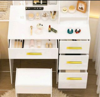 Tocador infantil blanco con espejo y luces