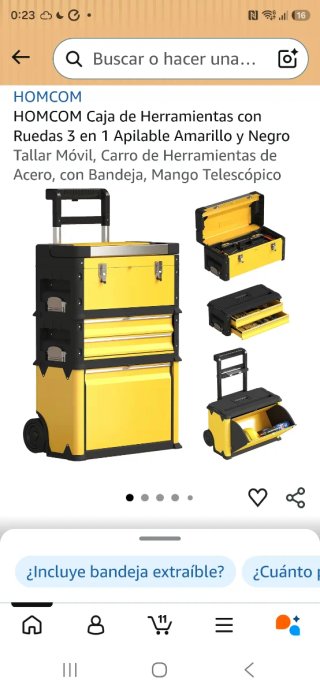Caja Herramientas HOMCOM Ruedas 3 en 1