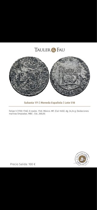 8 Reales 1740 (MBC-) México Felipe V