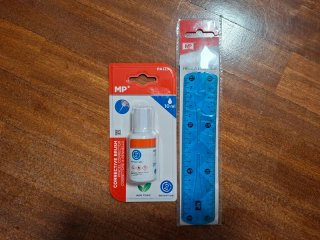 Regla azul 15cm + Pincel corrector MP
