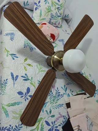 Lámpara Ventilador Madera y Bronce