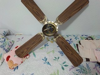 Lámpara Ventilador Madera y Bronce