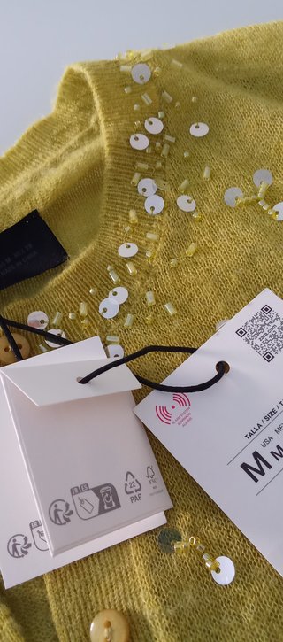 Chaqueta Zara punto fino pedrería Talla M