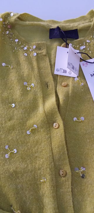 Chaqueta Zara punto fino pedrería Talla M