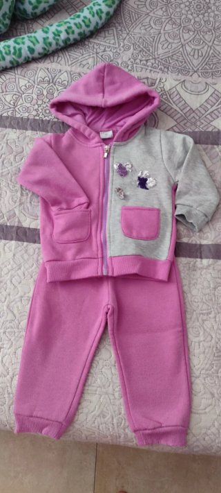Chándal niña 12 meses rosa y gris