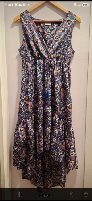Vestido Boho Estampado Azul Talla única