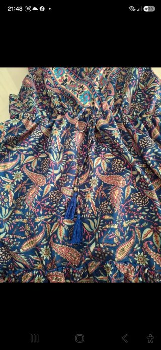 Vestido Boho Estampado Azul Talla única