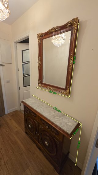 Mueble recibidor clásico retro con espejo