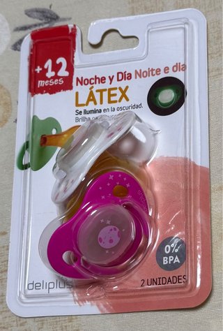 Chupetes Deliplus Látex +12 meses (2 uds).