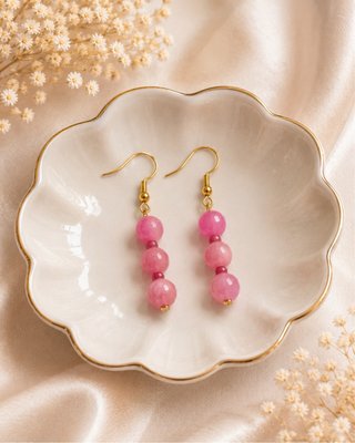 Pendientes de cuentas de cristal rosas