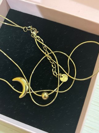 Collana doppia Brand Gioielli acciaio dorato