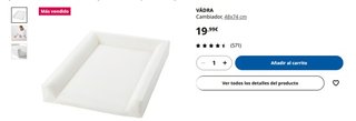 Colchón cambiador Ikea VÄDRA + 2 fundas