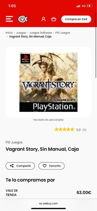 Vagrant Story PS1 (PlayStation 1) Pal España