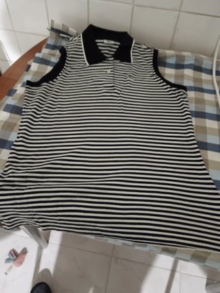 Polo Lacoste Rayas Blanco y Negro Mujer