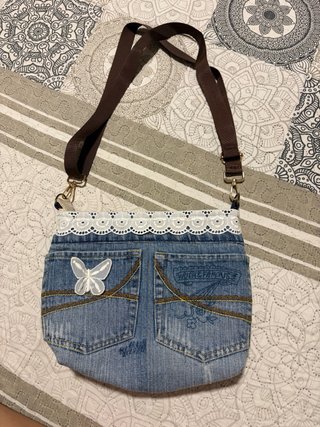 Bolso artesanal vaquero con encaje