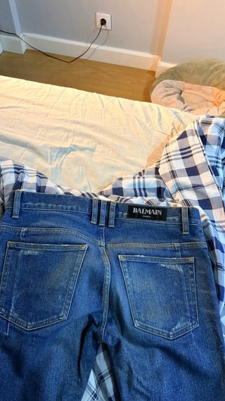 BALMAIN PARIS Men Distressed Vintage Skinny Jeans