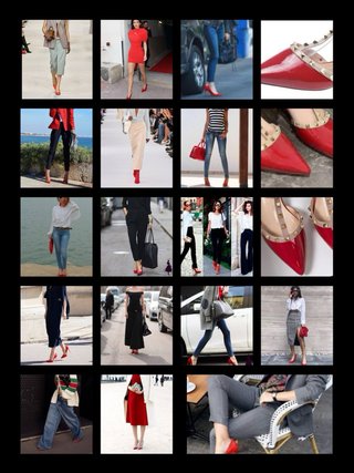 Zapatos tacón rojos con tachas doradas