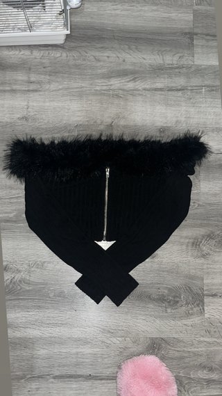 Top pelo negro cremallera