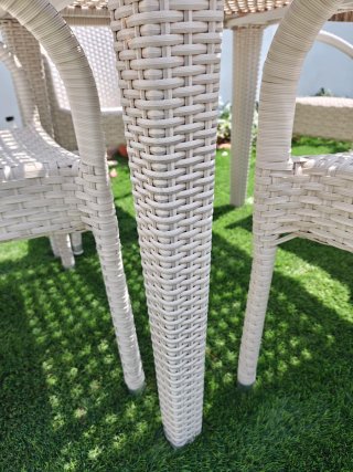 Conjunto mesa y 4 sillas mimbre jardín