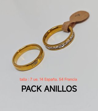 Pack 2 Anillos Dorados alianza circonitas