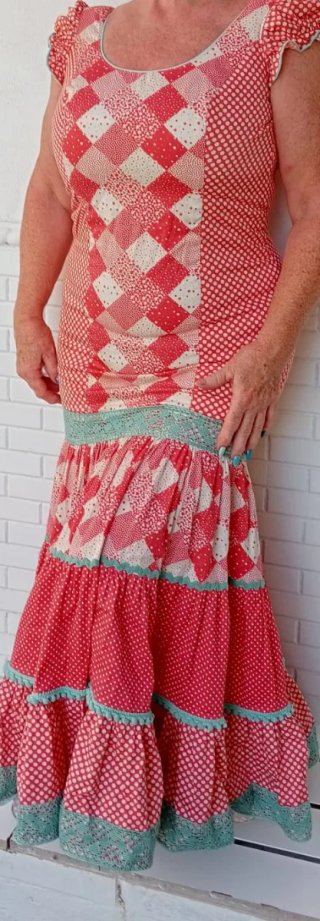 Traje de flamenca patchwork rojo