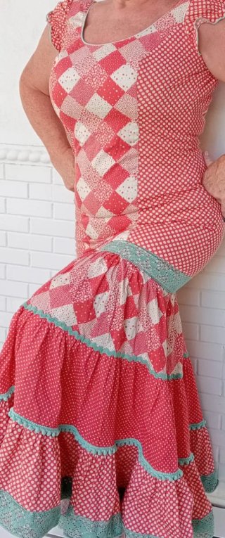Traje de flamenca patchwork rojo