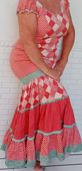 Traje de flamenca patchwork rojo