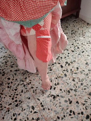 Traje de flamenca patchwork rojo