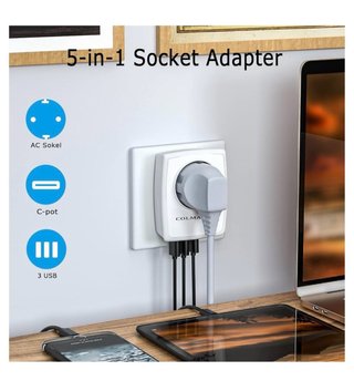 Adaptador Colmanda 5 en 1: 3 USB + 1 Tipo C