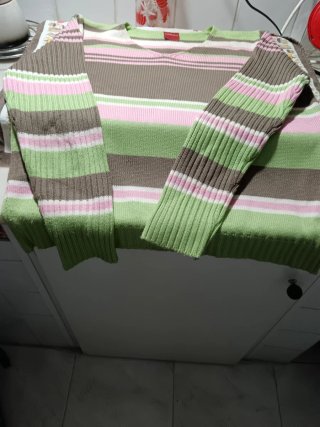 Jersey de punto verde y rosa talla 42