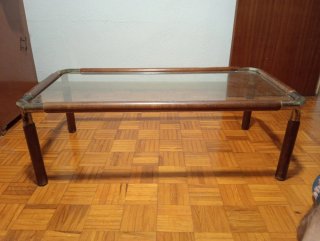 Mesa de centro cristal y madera