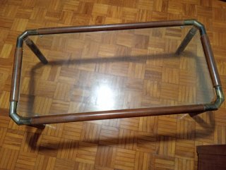 Mesa de centro cristal y madera