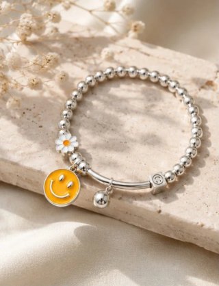 Pulsera Plata 925 Smiley Flor
