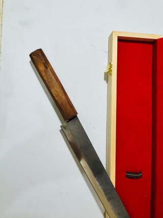 Cuchillo Burja Damasco Acero 33cm + Caja Madera