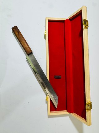 Cuchillo Burja Damasco Acero 33cm + Caja Madera