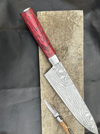Cuchillo Santoku Damasco 32cm + Caja + Llavero