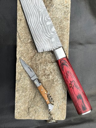 Cuchillo Santoku Damasco 32cm + Caja + Llavero