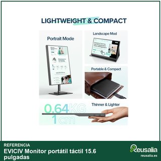 EVICIV Monitor portátil táctil 15.6 pulgadas