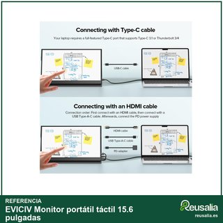 EVICIV Monitor portátil táctil 15.6 pulgadas