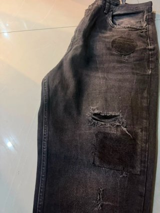 Pantalón Jeans Hombre Talla 38 Gris Roto
