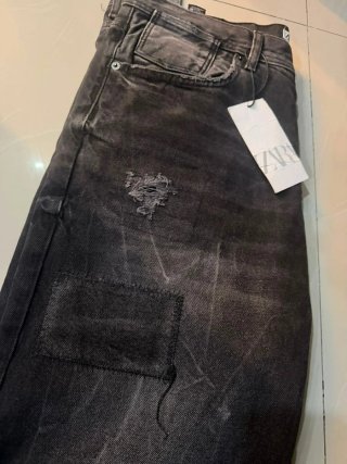 Pantalón Jeans Hombre Talla 38 Gris Roto
