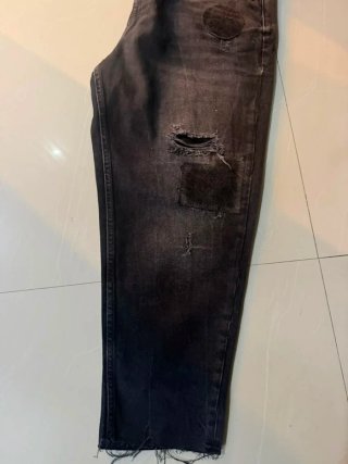 Pantalón Jeans Hombre Talla 38 Gris Roto
