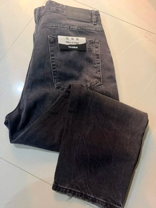 Pantalón Jeans Hombre Talla 38 Gris Roto